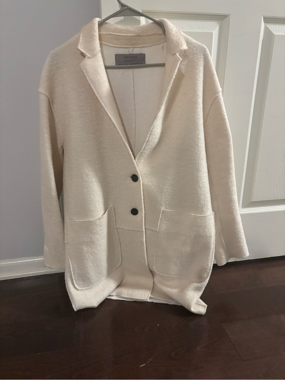 Zara Cream Knit Button-Front Sweater Jacket (Medium)